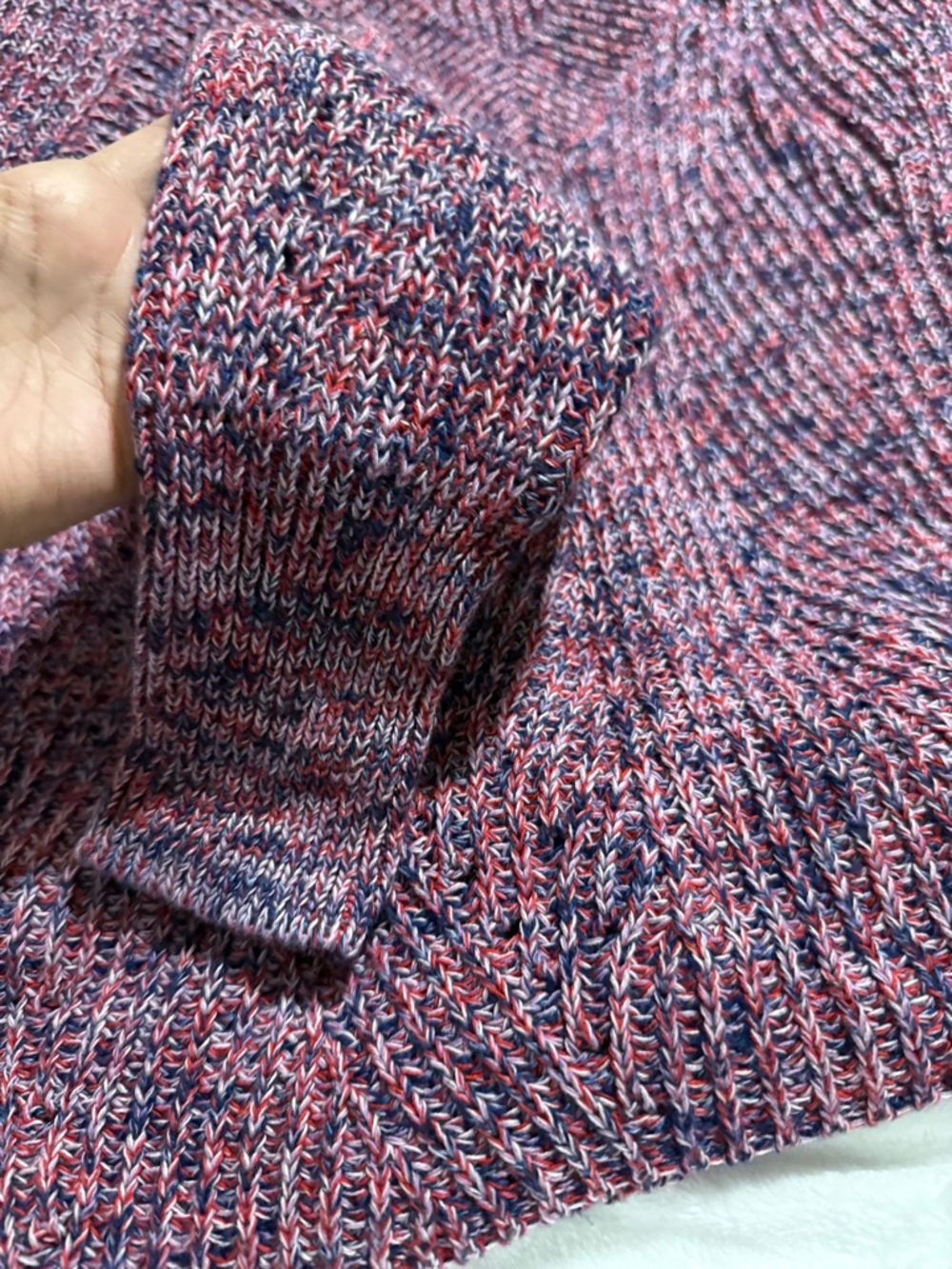 Autumn Cashmere V-Neck Sweater in Pink and Blue Marled - Picture 3 of 5